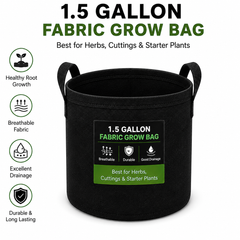 CompactGrow Fabric Bag  1.5 Gallon Size for Herbs, Cuttings & Starter Plants