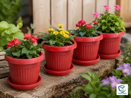 12-Piece 6x6 Inch Pots with Trays  Flowering or Seedling Pots for Balcony or Patio Garden