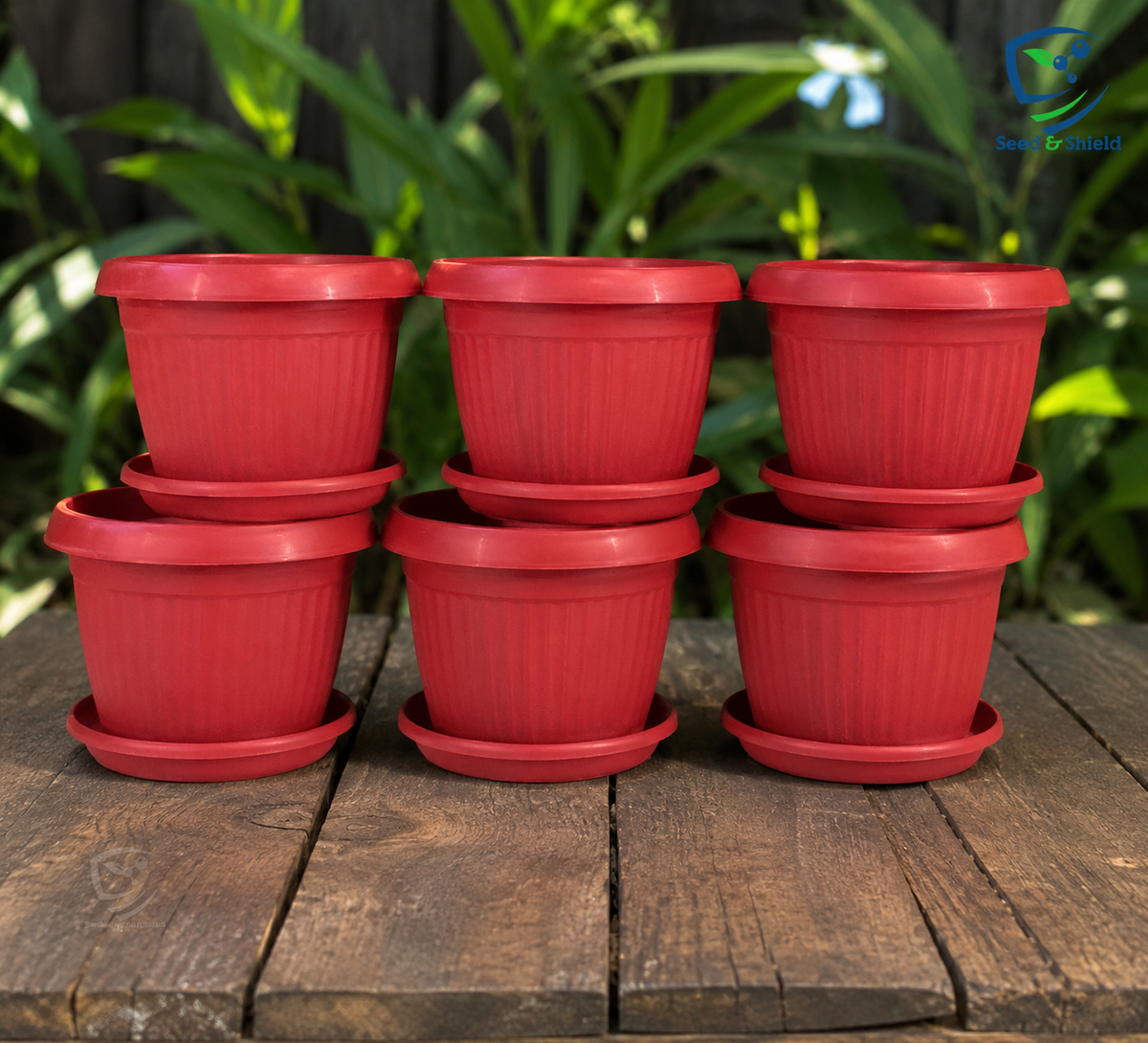 30-Pot Set with Trays  6x6 Inch Flower/Seedling Pots for Commercial or Large Gardens