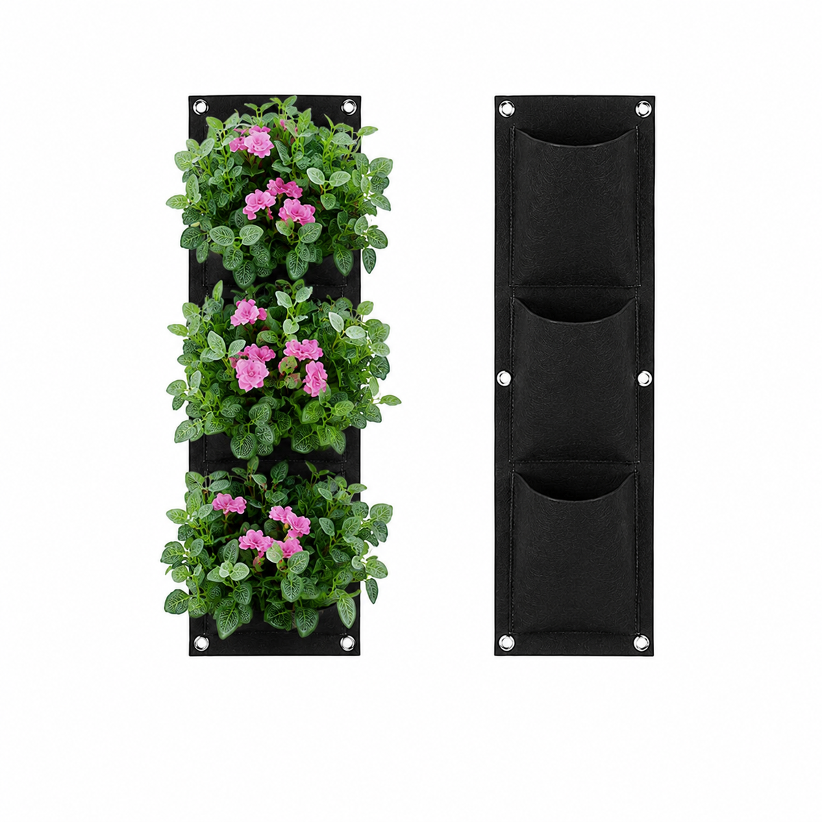 Wall-Grow 3-Pocket Hanging Grow Bag  8 x 28 Inch for Herbs & Small Flowers