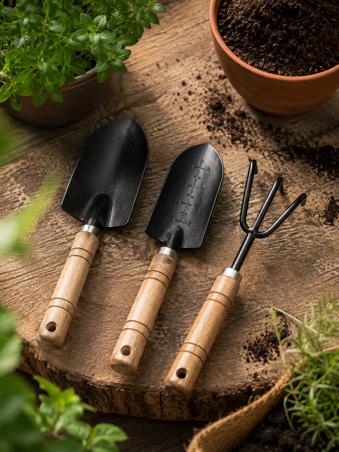 3-in-1 Gardening Hand Tool Kit – Trowel, Trans-planter & Cultivator Set