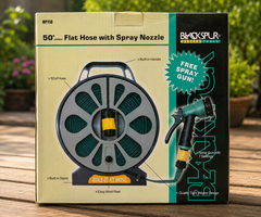 50 FT Flat Hose Pipe with Spray Nozzle | Flexible Garden Water Pipe