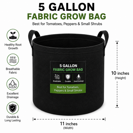 MaxRoot 5 Gallon Grow Bag  Heavy-Duty Fabric Pot for Tomatoes, Peppers & Small Shrubs