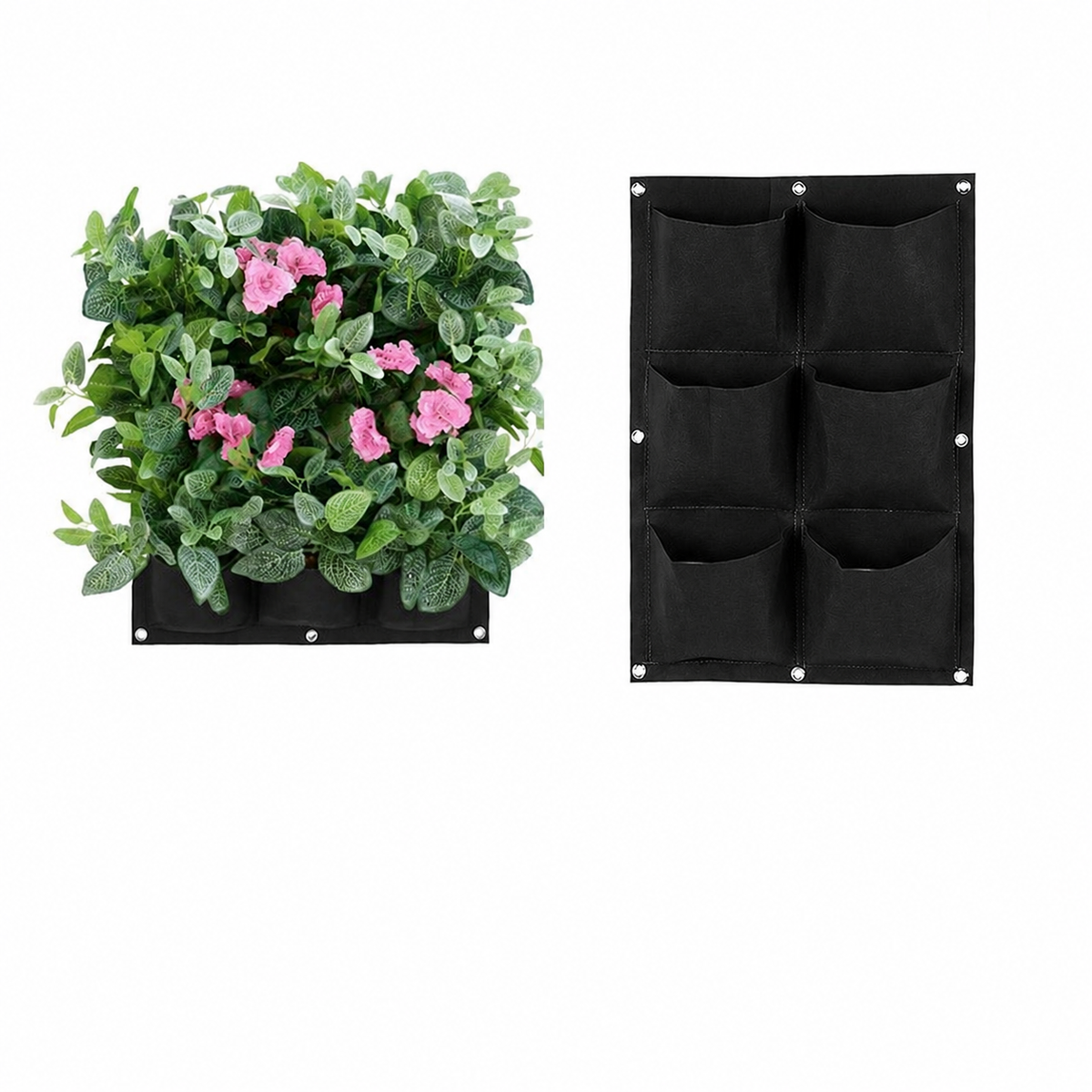 Wall-Grow 6-Pocket Hanging Grow Bag  16 x 28 Inch for Herbs, Flowers & Greens