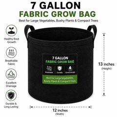GrowMax 7 Gallon Fabric Grow Bag  Ideal for Large Vegetables, Bushy Plants & Compact Trees