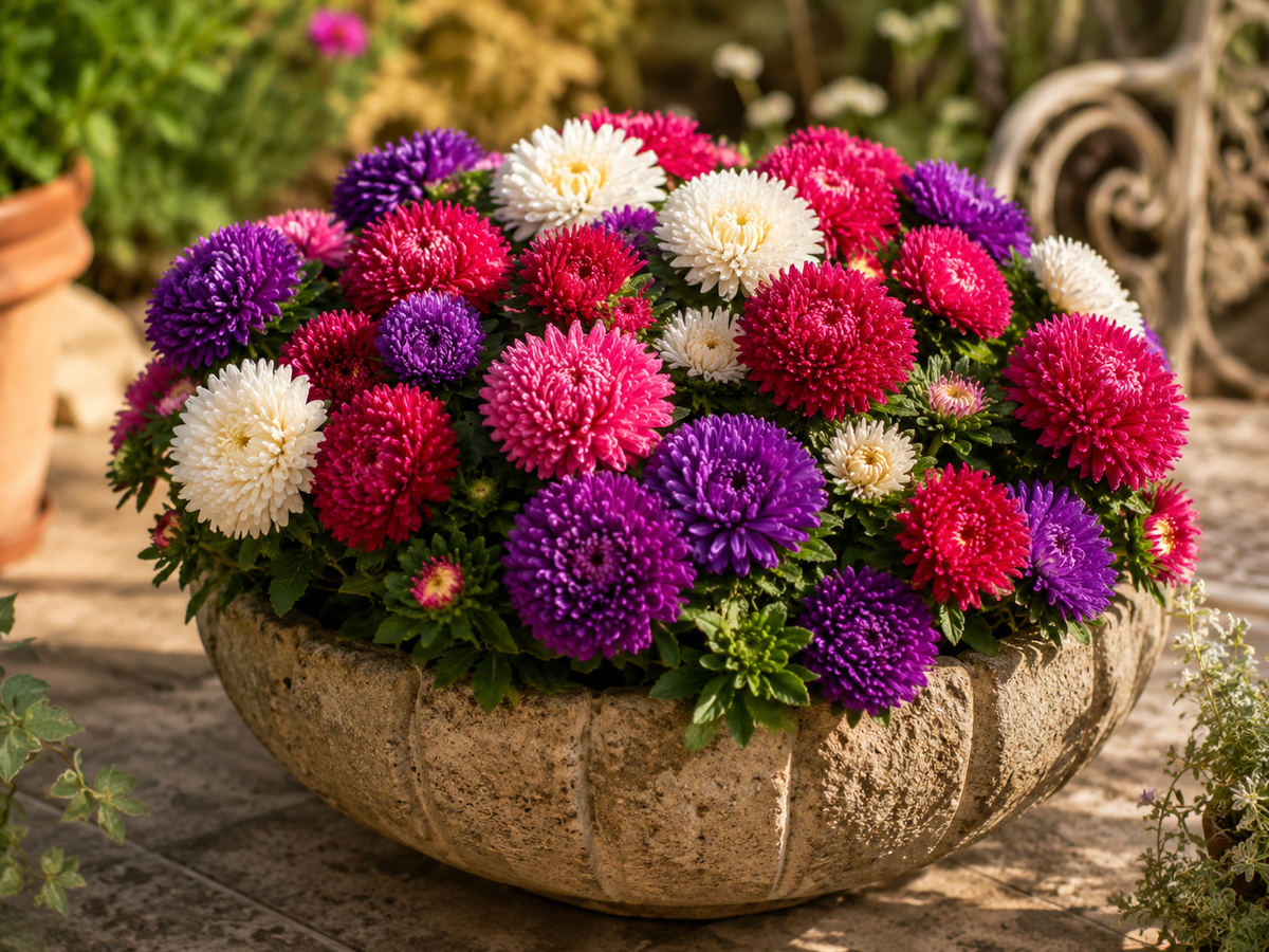 Aster Nano Mix Seeds in Pakistan  Compact Multi-Colored Seasonal Flowers