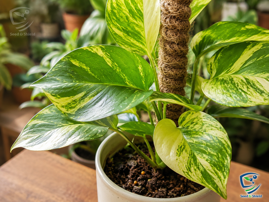 Big Leaf Variegated Money Plant with Moss Stick Lush, Stylish & Easy to Maintain