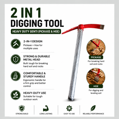 2-in-1 Digging Tool – Heavy Duty Genti (Pickaxe & Hoe)