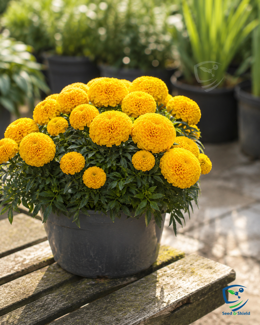 F1 African Marigold Yellow Seeds in Pakistan  Hybrid Winter Flower Seeds for Gardens