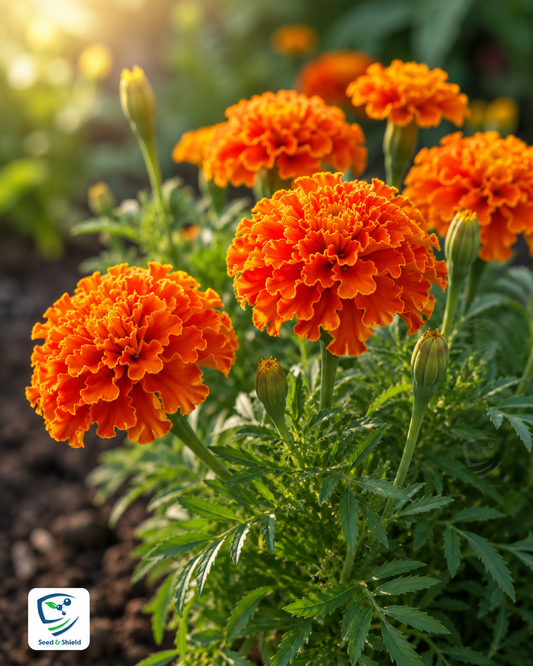 French Marigold Double Shade Dwarf Seeds in Pakistan  Two-Tone Compact Flowering Plants