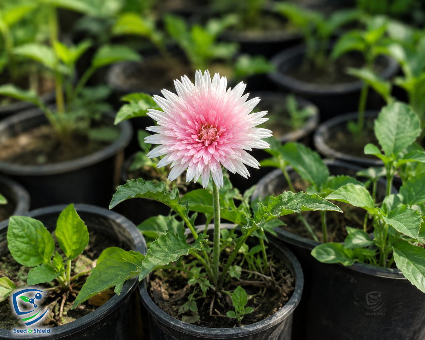 Gerbera Daisy Plant  Pink & White (Dual Tone Premium Variety)