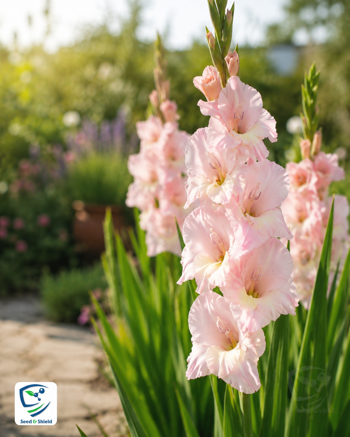 Gladiolus Pink Bulb  Graceful Spikes of Soft Pink Blooms
