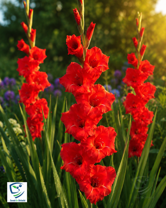 Gladiolus Red Bulb Striking Tall Spikes of Fiery Blooms