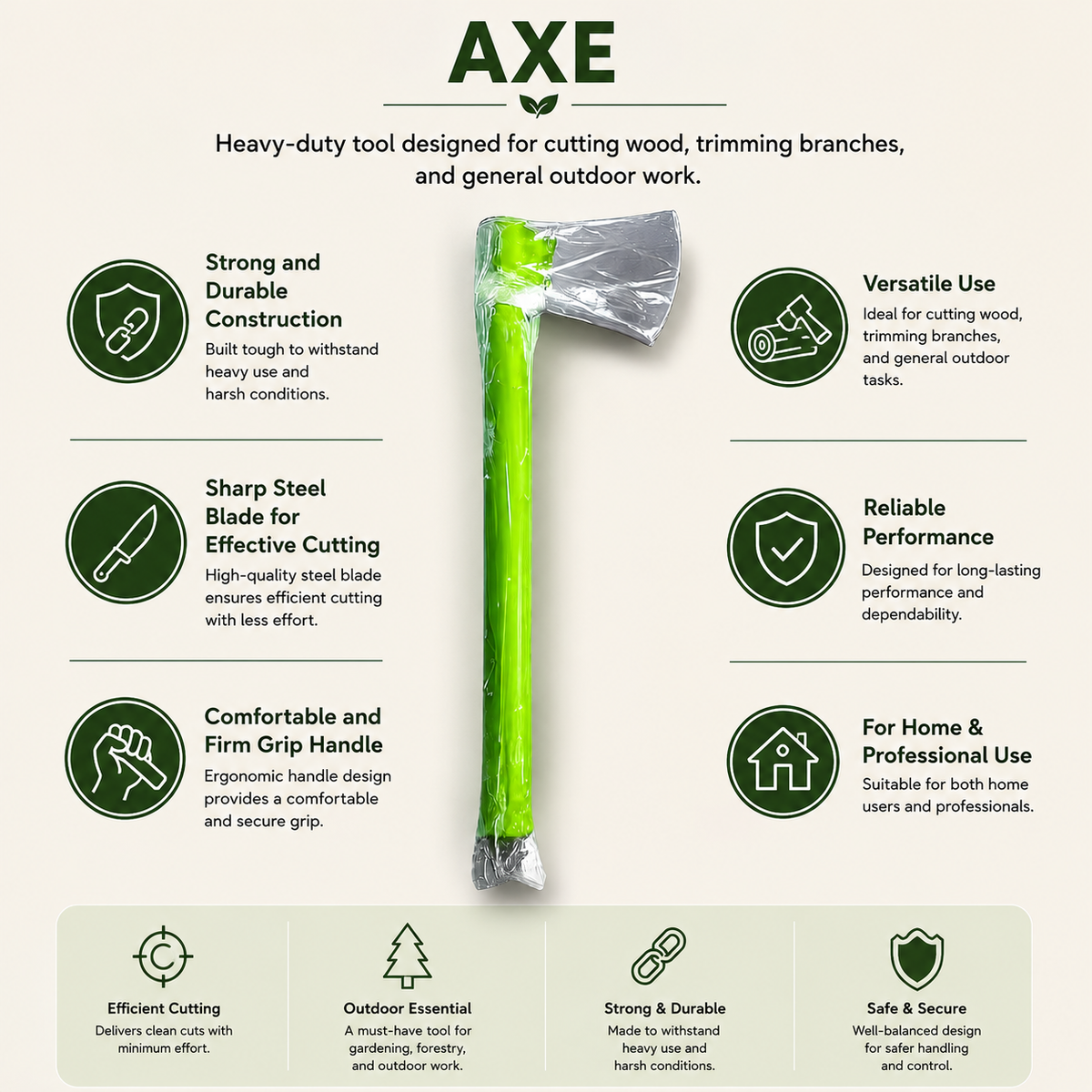 Axe – Heavy Duty Garden & Wood Cutting Tool