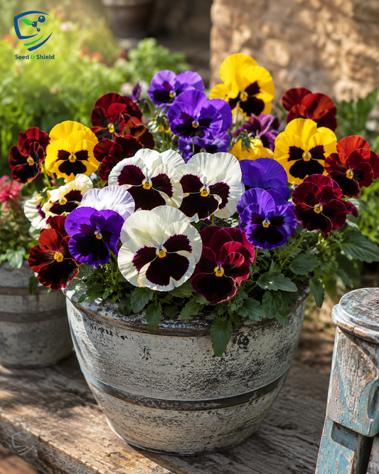 Pansy Swiss Giants Mix  Large Blooms, Premium Winter Flower Seeds