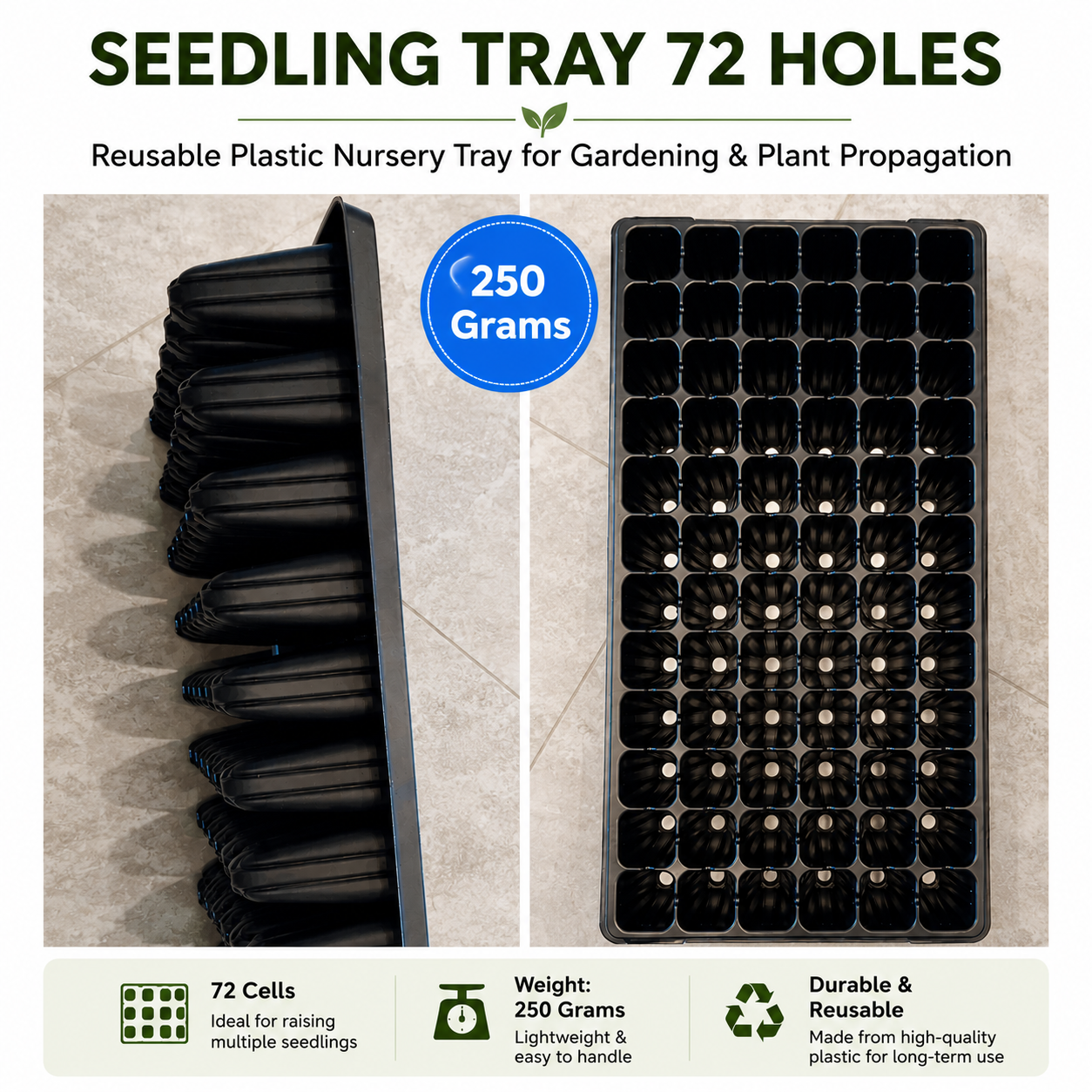 72-Hole Seedling Tray in Pakistan  Reusable Plastic Nursery Tray for Gardening & Plant Propagation