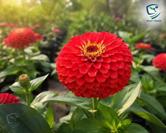 F1 Zinnia Dwarf Red Seeds – Compact Summer Flower