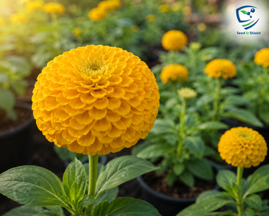 F1 Zinnia Dwarf Yellow Seeds – Compact Summer Flower